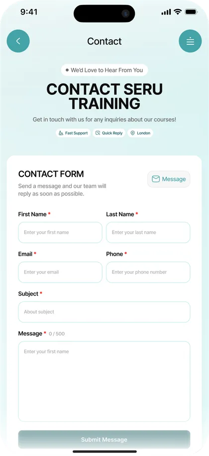 SERU Training Course — Contact form