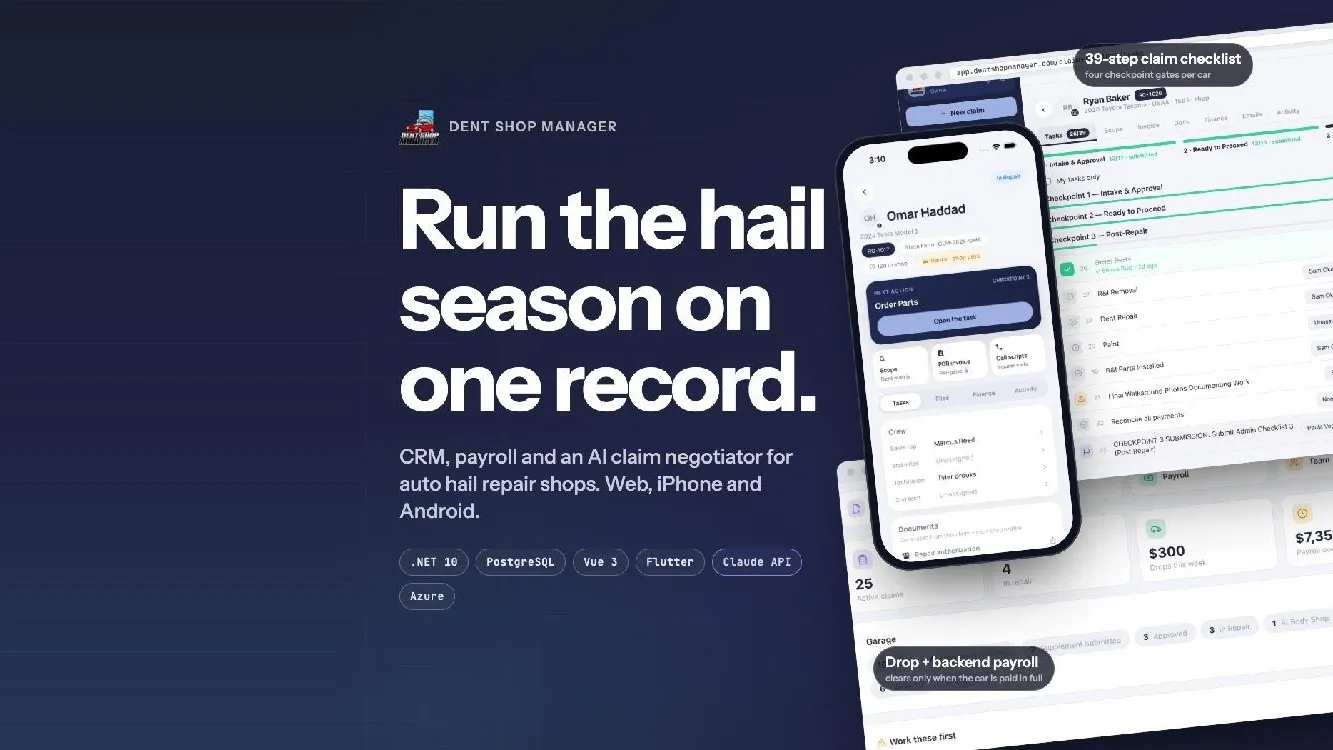 Dent Shop Manager app screenshot