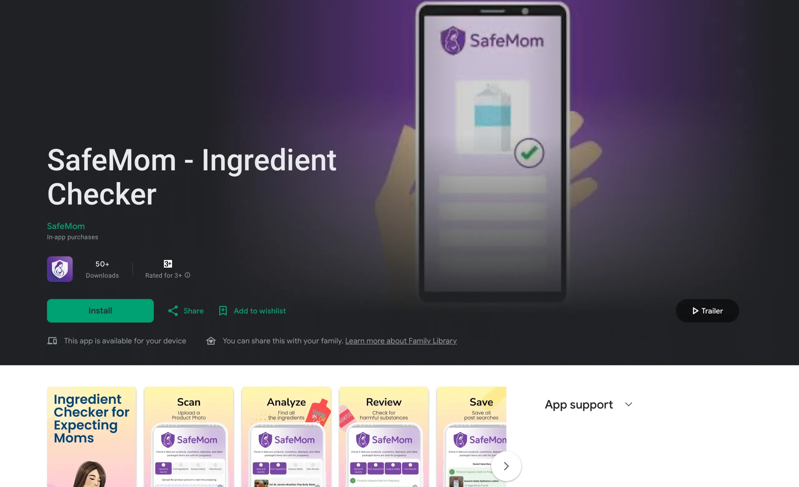 SafeMom — Ingredient Checker app screenshot